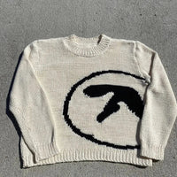 Y2K  Men's Sweater Aphex Twin Knit Winter Oversized Vintage Long Sleeve Tops Jumper Pullover Y2k Streetwear Graphic Fashion Clothing