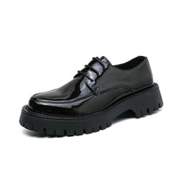Y2K Black-6-lace-up-2 / 40 New Platform Shoes Loafers Shoes Men Thick-soled Wedding Shoes Black Formal Business Shoes Slip-on Leather Increase Casual Shoes