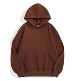 Y2K  Brown / XS(35-40kg) / CHINA 500GSM Heavy Weight Fashion Men's Hoodies New Autumn Winter Casual Thick Cotton Men's Top Solid Color Hoodies Sweatshirt Male