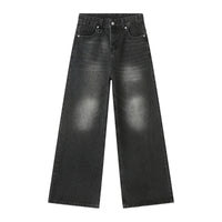 Y2K  Black-grey / Asian Size S IEFB Vintage Men's Baggy Denim Trousers 2023 New Streetwear Wide Leg  Loose Denim Pants Fashion Distressed Straight Pants 9C1519