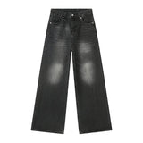 Y2K  Black-grey / Asian Size S IEFB Vintage Men's Baggy Denim Trousers 2023 New Streetwear Wide Leg  Loose Denim Pants Fashion Distressed Straight Pants 9C1519