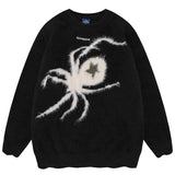 Y2K  black / S Star Spider Sweater Goth Punk Harajuku Hip Hop Streetwear Sweaters Men 2023 Fall Winter Oversized Knitted Jumper Pullover Black