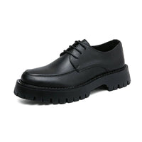 Y2K Black-5-lace-up-1 / 44 New Platform Shoes Loafers Shoes Men Thick-soled Wedding Shoes Black Formal Business Shoes Slip-on Leather Increase Casual Shoes