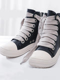 Y2K 2023 New High-top Flat Casual Sport Shoes With Thick Lace, European And American Style Unisex Couple Shoes