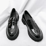 Y2K New Platform Shoes Loafers Shoes Men Thick-soled Wedding Shoes Black Formal Business Shoes Slip-on Leather Increase Casual Shoes